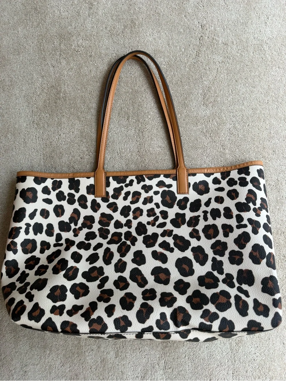 Tory Burch Leopard-Print Canvas Tote with Tan Trim